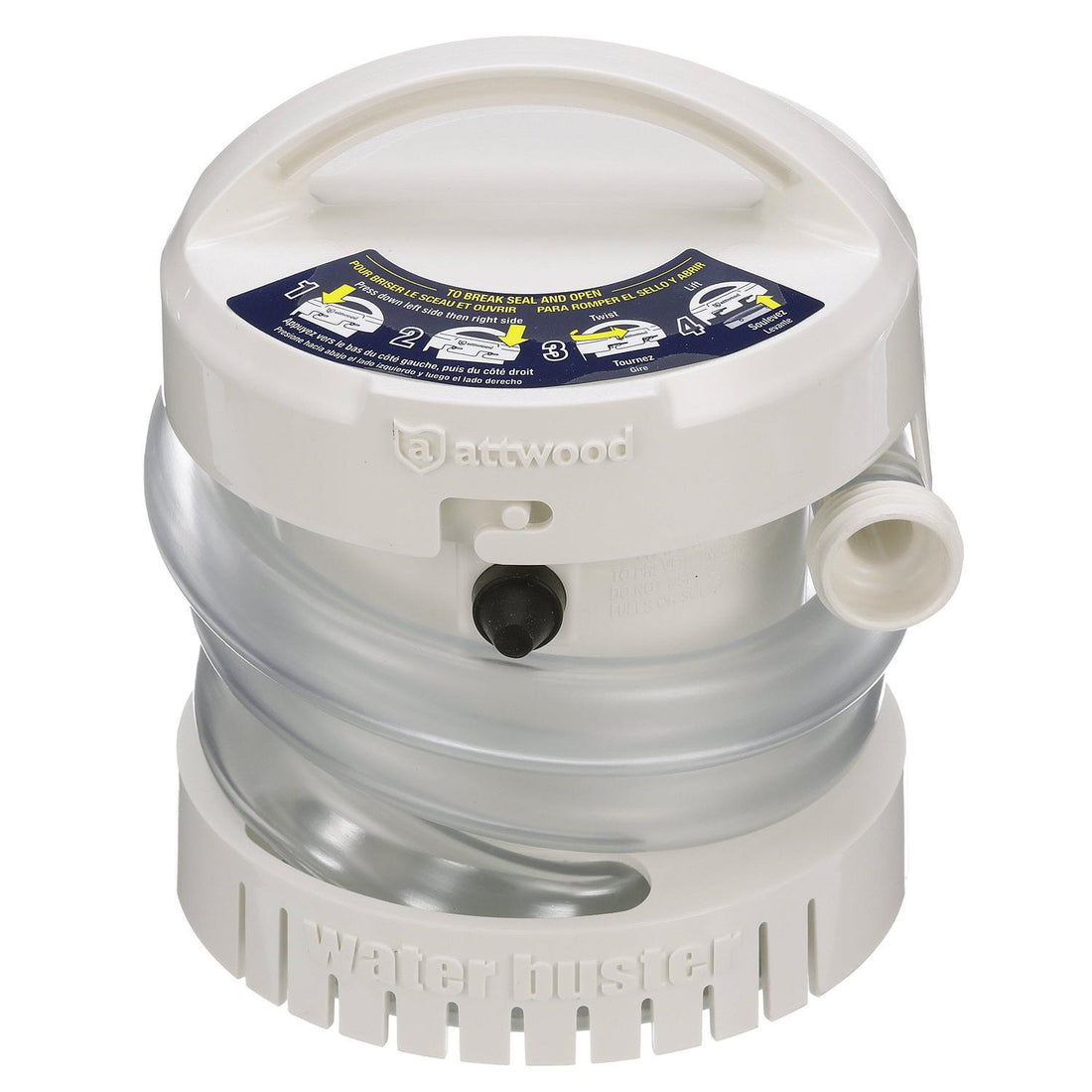 Attwood WaterBuster Portable Pump 200 GPH, 125GPH at 2ft Head, Max Head 4ft - 4140-4
