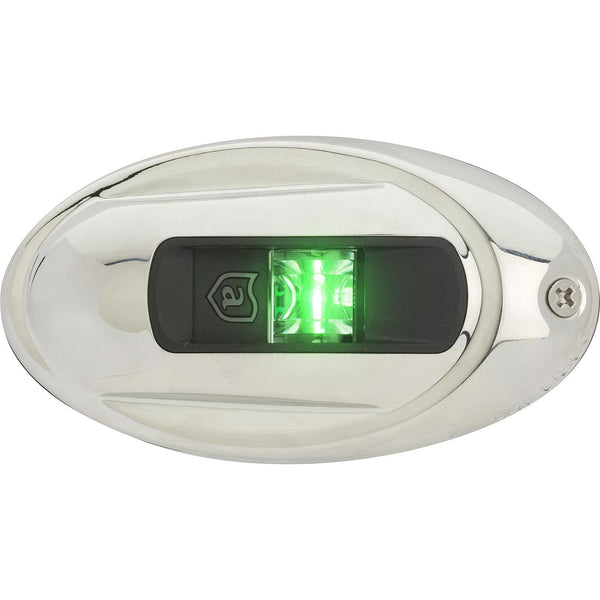 Attwood LightArmor Eliptical LED Navigation Light 2NM Stainless Steel Green - NV4012SSG-7
