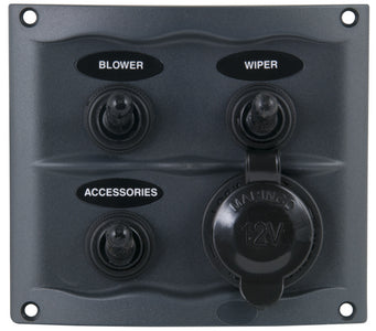 BEP 900-3WPS 3 Gang Switch Panel With Accessory Plug - 900-3WPS