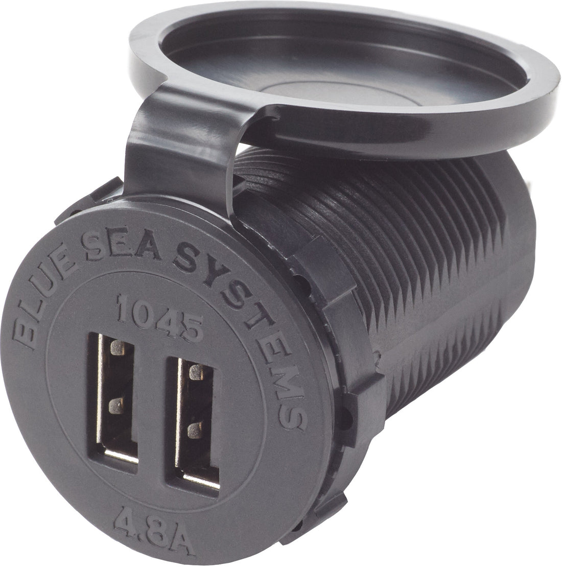 Blue Sea Dual USB 4.8A Charger Port 12/24vDC Socket Mount - 1045-BSS