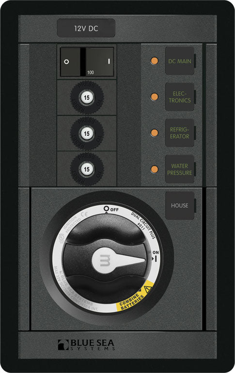 Blue Sea M Series Dual Circuit Plus Vertical Panel Main + 3 Position