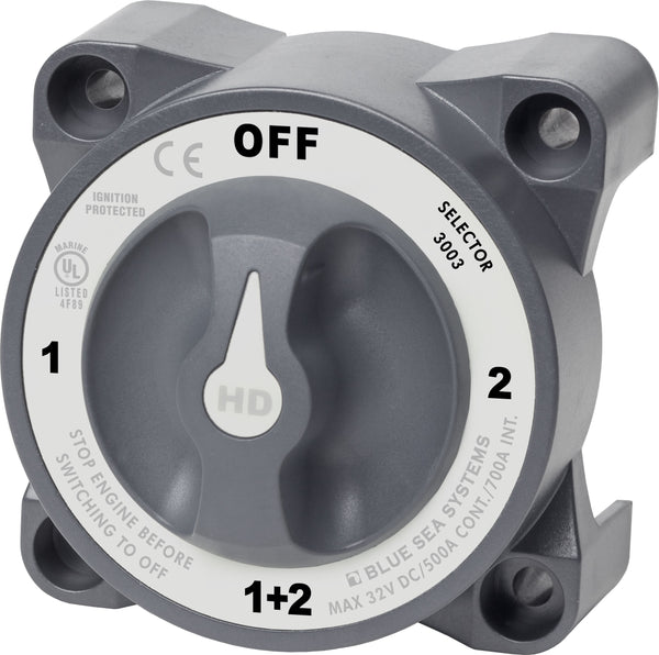 Blue Sea HD-Series Battery 4 Position 500A Alternator Field Disconnect - 3003-BSS