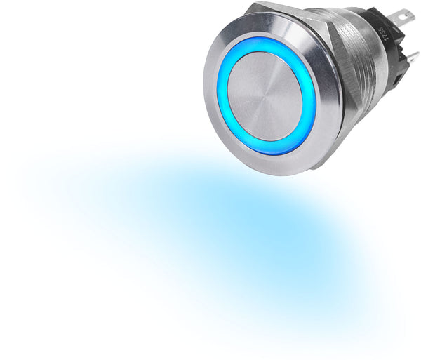 Blue Sea 4161 10 A Push Button Led Ring Switch Off (On) Blue Momentary On