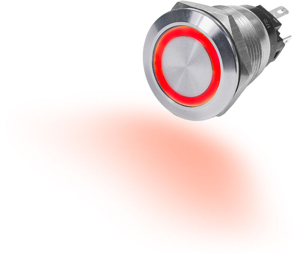 Blue Sea 4163 10A Push Button LED Ring Switch Off-(On) Red Momentary On - 4163-BSS