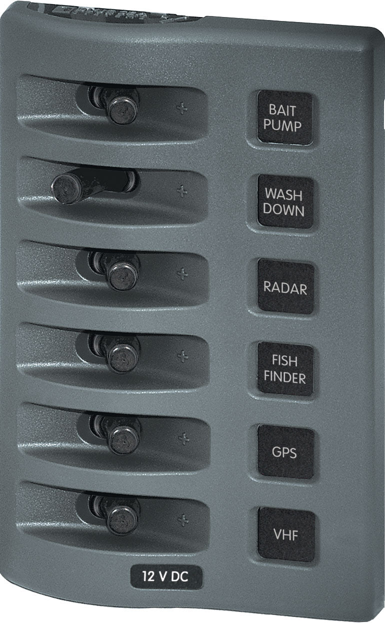 Blue Sea Weather Deck Panel 12v 6 Gang Switch Panel - 4307-BSS