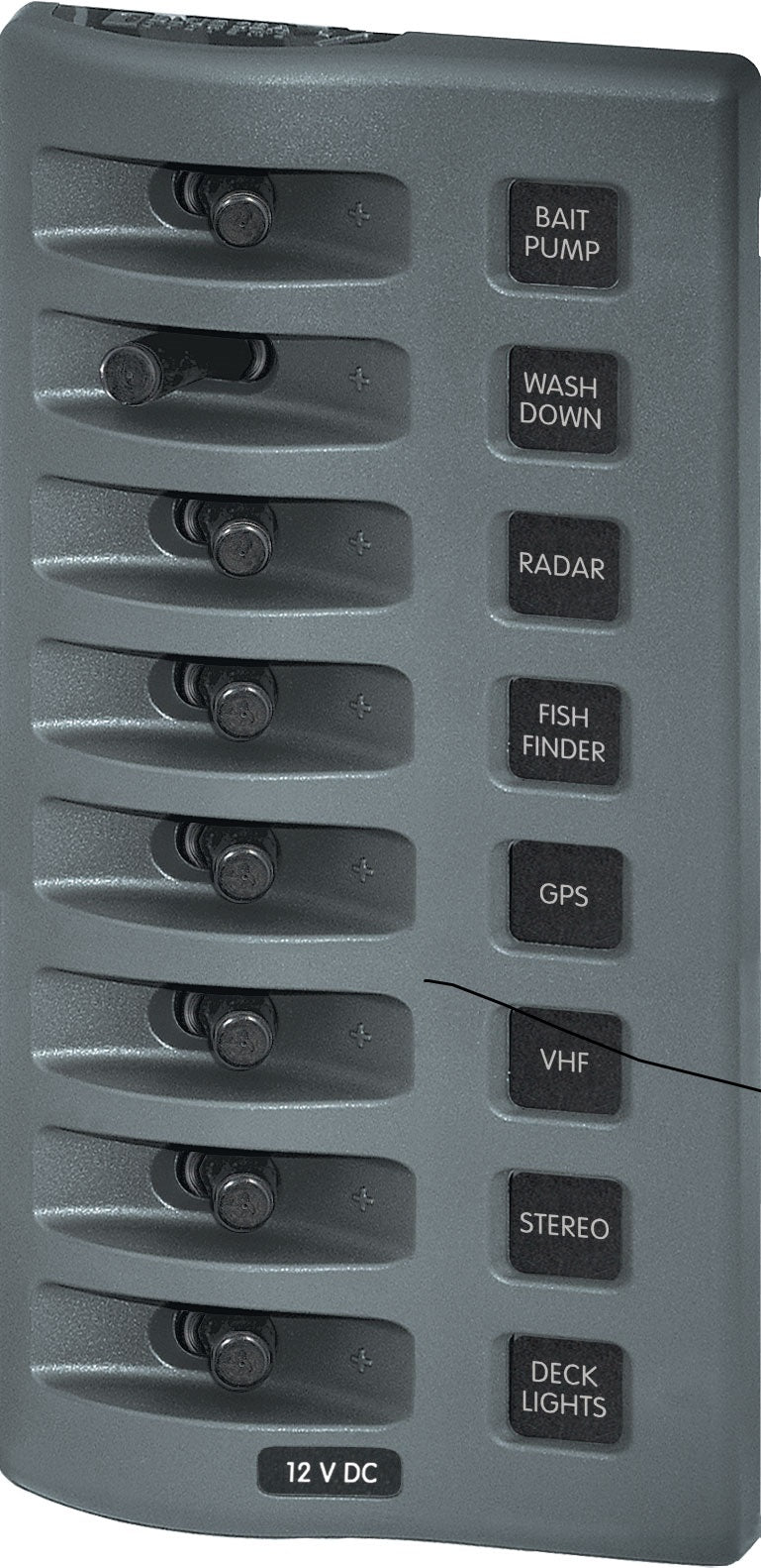 Blue Sea Weather Deck Panel 12v 8 Gang Switch Panel - 4309-BSS