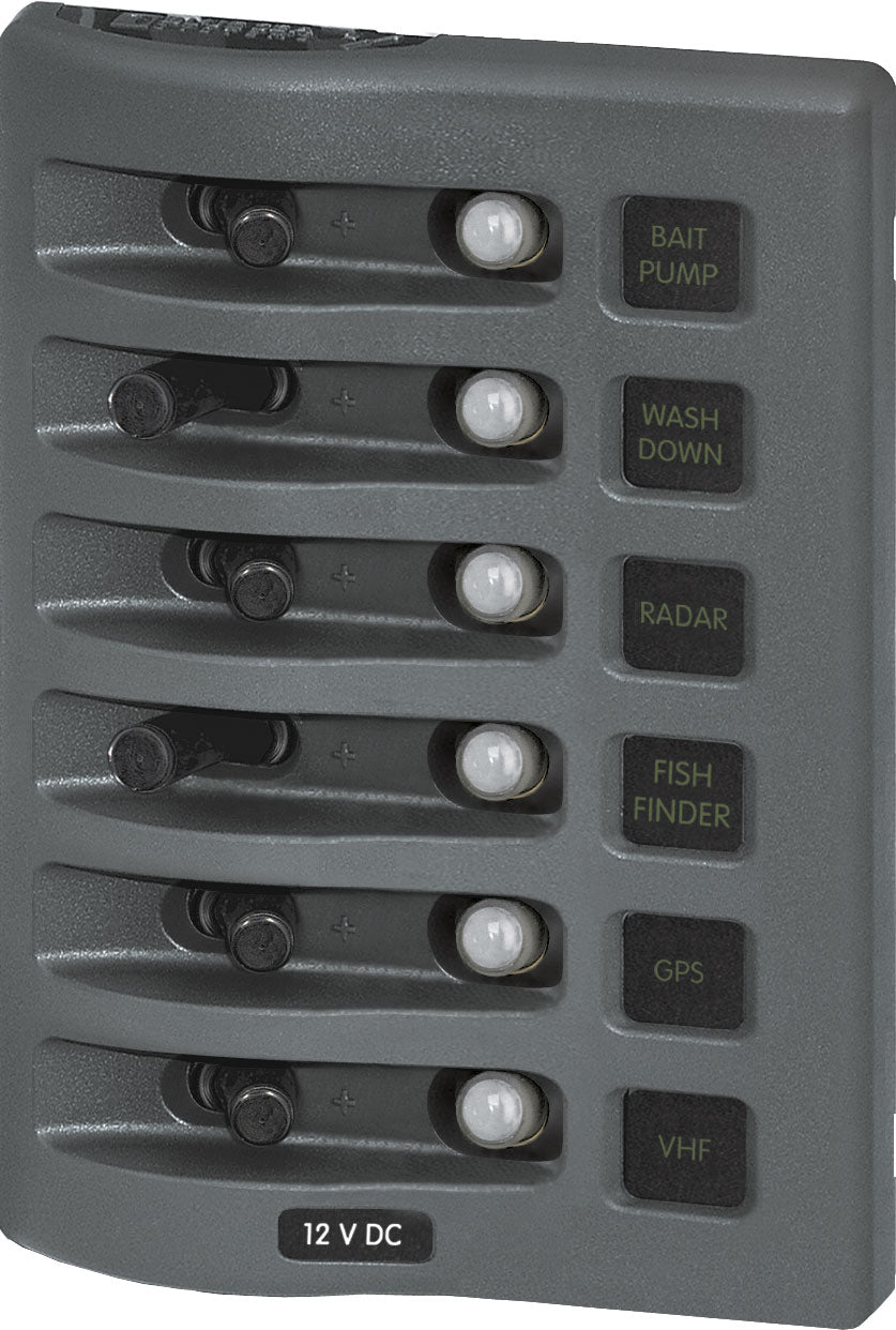 Blue Sea Weather Deck Panel 12v 6 Circuit Breaker Panel - 4376-BSS