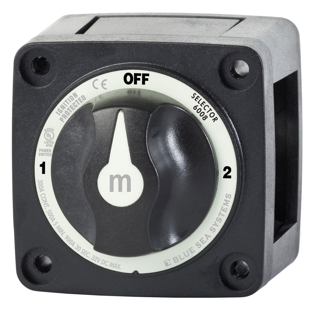 Blue Sea M-Series Battery Switch On/Off/On with Knob Black - 6008200-BSS