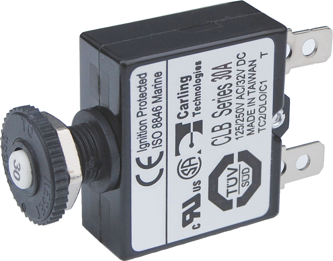 Blue Sea 30A Push Button Quick Connect Circuit Breaker - 7059-BSS