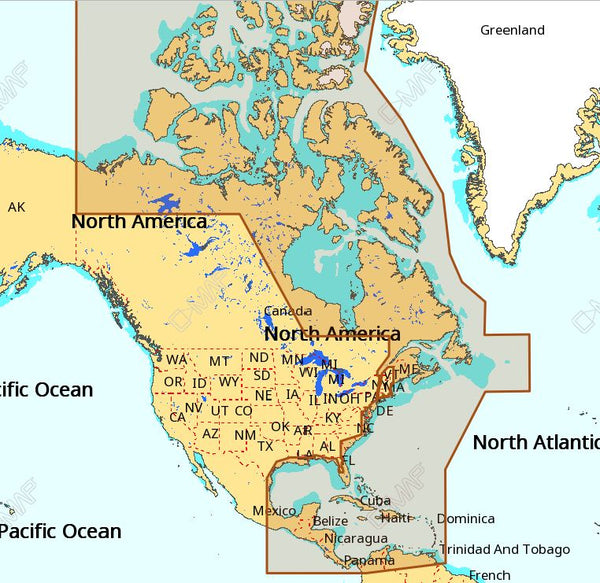 C Map Na M033 Max Mega Wide Micro Sd Atlantic Coast, Gulf O Mexico And Caribbean