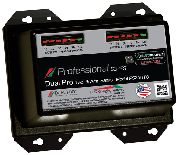 Dual Pro PS2AUTO Battery Charger, Auto Profile 2 Bank 30 Amps - PS2AUTO
