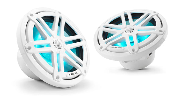 JL Audio M3 7.7in Coaxial Speakers White Sport Grille with RGB LED - 010-03069-00