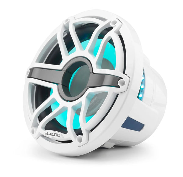 JL Audio M6 10in Subwoofer with White Sport Grille Infinite Baffle, RGB LED - 010-03085-00