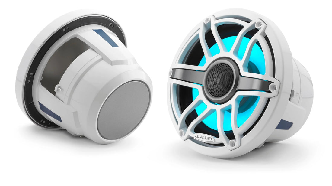 JL Audio M6 8.8in Coaxial Speakers White Sport Grille with RGB LED - 010-03095-00