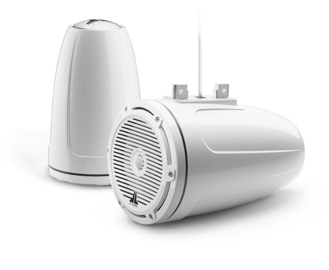 JL Audio M3 7.7in Enclosed Tower Speakers White Classic Grille - 010-03266-00