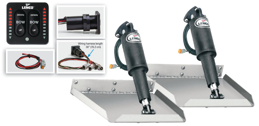 Lenco 12inx12in Edge Mount Trim Tab Kit 12v with LED Integrated Switch - 15110-103