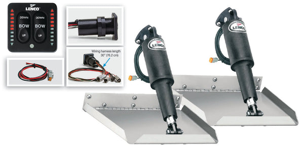 Lenco 12inx12in Edge Mount Trim Tab Kit 12v with LED Integrated Switch - 15110-103
