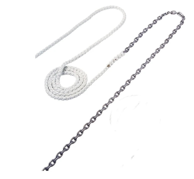 Maxwell 15ft of 1/4in HT Chain Splice to 150ft of 1/2in Nylon Brait Line - RODE38