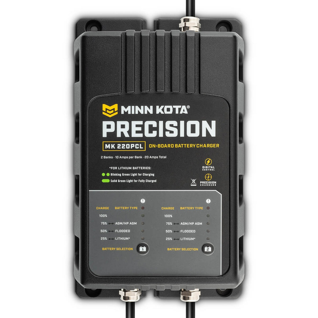 Minn Kota Mk220 Pcl Precision Charger 2 Bank 10 Amps