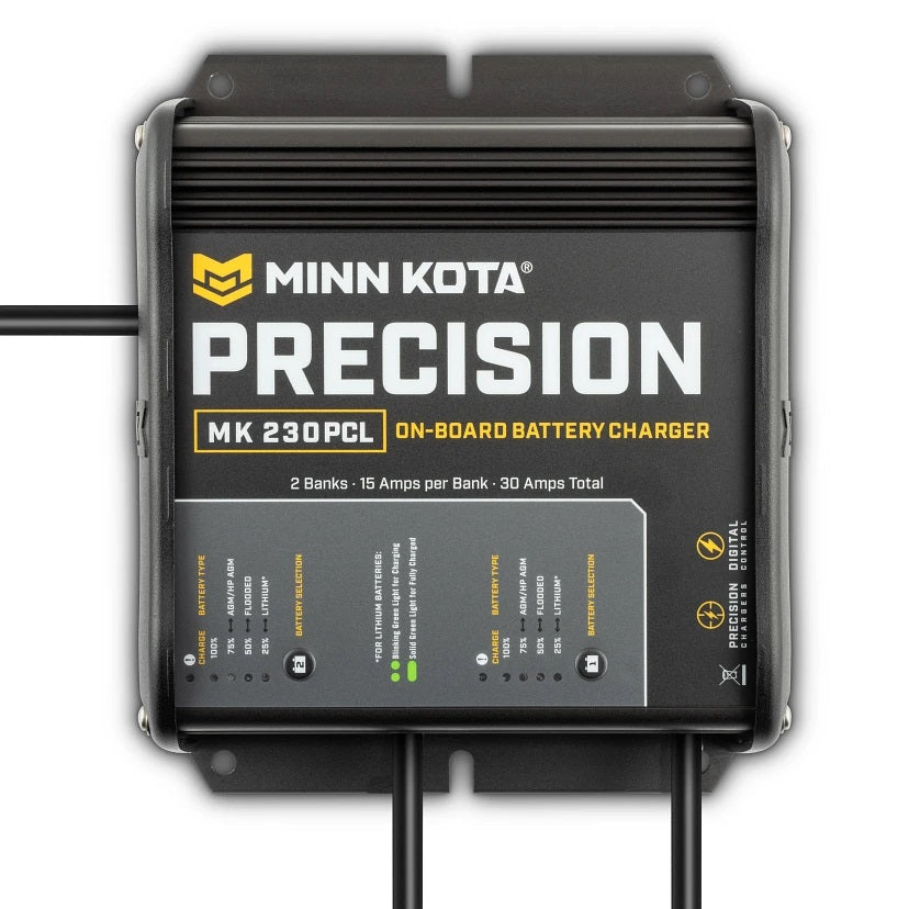 Minn Kota MK230PCL Precision Charger 2 Bank 15 Amps With 8.5ft AC Power Cable - 1832304