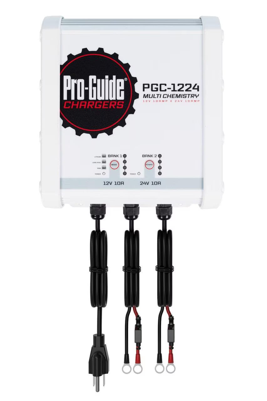 Pro-Guide PGC-1224 2-Bank 1x12V/10A Lead Acid/LiFePo4 and 1x24V 10A LiFePO4 On Board Charger, IP68 - PGC-1224