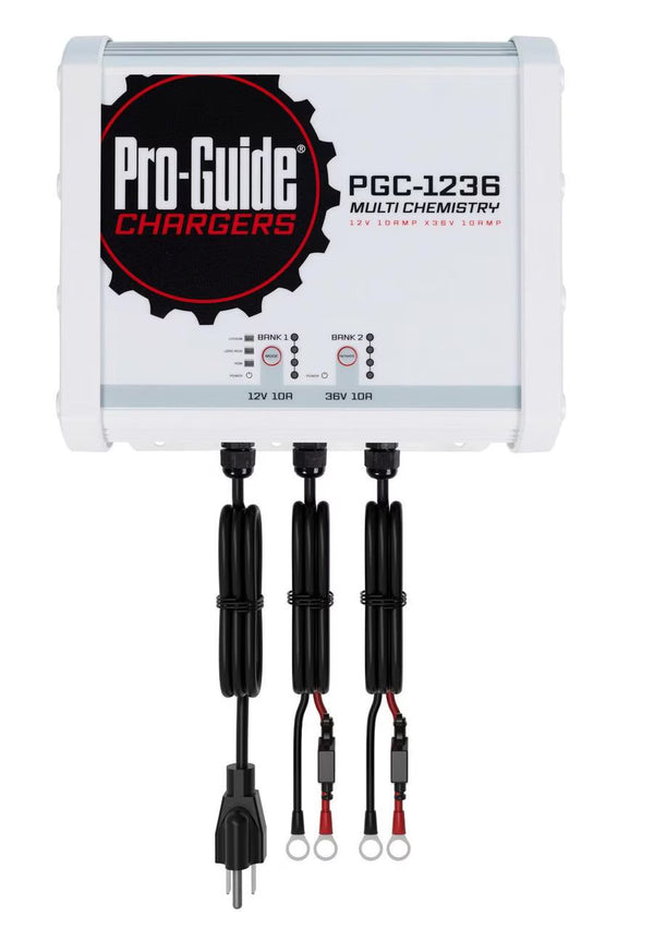 Pro Guide Pgc1236 2 Bank 1x12 V/10 A Lead Acid/Li Fe Po4 And 1x36 V 10 A Li Fe Po4 On Board Charger, Ip68