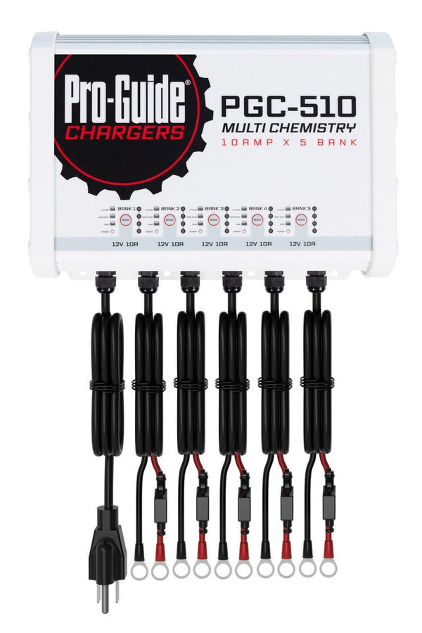 Pro Guide PGC-510 5-Bank 5x12V 10A Lead Acid/LiFePO4 On Board Charger, IP68 - PGC-510