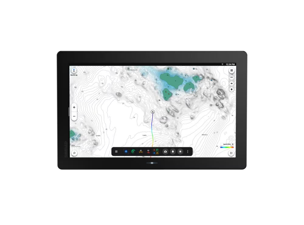 Simrad NSO 4-22. NEON OS, 22-inch Glass-bridge multi-function display. Qualcomm 8-core processor. Full HD touchscreen. Gigabit Ethernet, WIFI, Video In and Out. Next-generation C-MAP DISCOVER X chart included - 000-16560-001